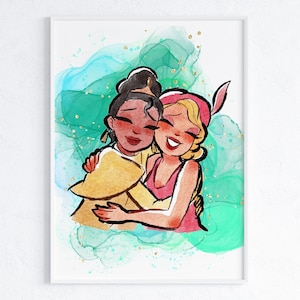 The Princess And The Frog Princess Tiana & Charlotte La Bouff Wall Print / Princess Tiana Decor / Girls Bedroom Wall Art / Digital Download