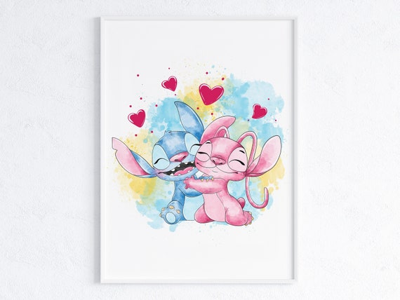 Lilo and Stitch Watercolor Art Print Ohana Means Family Printable Lilo and Stitch  Poster Nursery Wall Decor Gifts Instant Download 