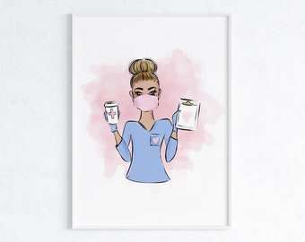 Blonde Nurse Print - Etsy