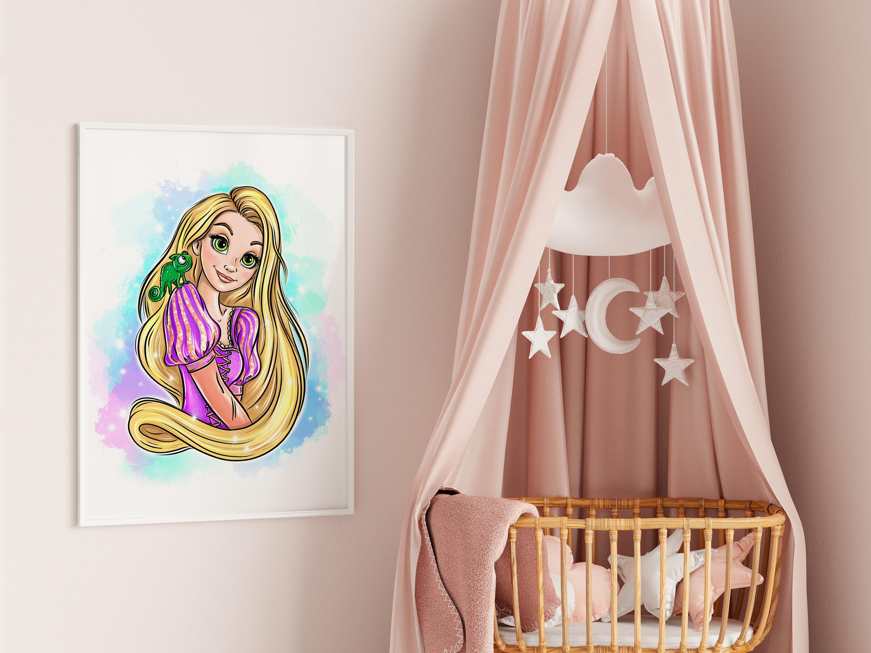 D*m様 【美品】トリシア RAPUNZEL & PASCAL 原画 直筆サイン Rapunzel & Pascal Wall Art / Tangled Wall Print / Printable Wall