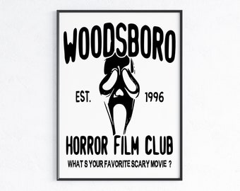 Scream Woodsboro Film Club Wall Print / Ghostface Decor / Scream Movie Poster / Ghostface Woodsboro / Digital Download / Ghostface Wall Art