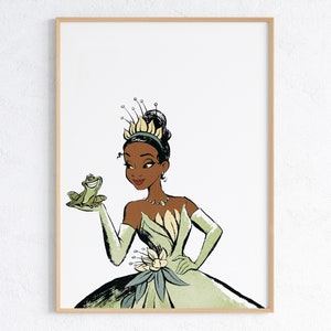 Princess Tiana Wall Art / Princess & The Frog Printable Wall Art / Girls Bedroom Decor / Princess Tiana Portrait / Port Orleans Tiana