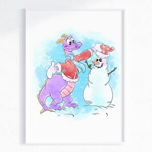 Watercolour Christmas Figment Wall Print / Epcot Park Figment / Figment Wall Art Christmas / Figment Christmas / Digital Print Epcot Figment