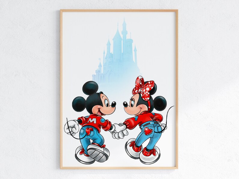 Mickey & Minnie Wall Art / Magic Kingdom Mickey Minnie Wall Print