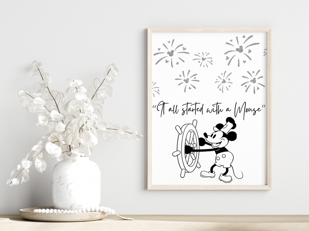 It All Started With A Mouse Quote Wall Art / Mickey Wall Art / Mickey Wall Print / Steamboat