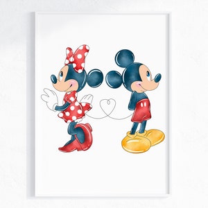 Mickey & Minnie Valentines Wall Print / Mickey Minnie Valentines Day / Minnie Mickey Home Decor / Mickey Minnie Original Wall Art / DIGITAL