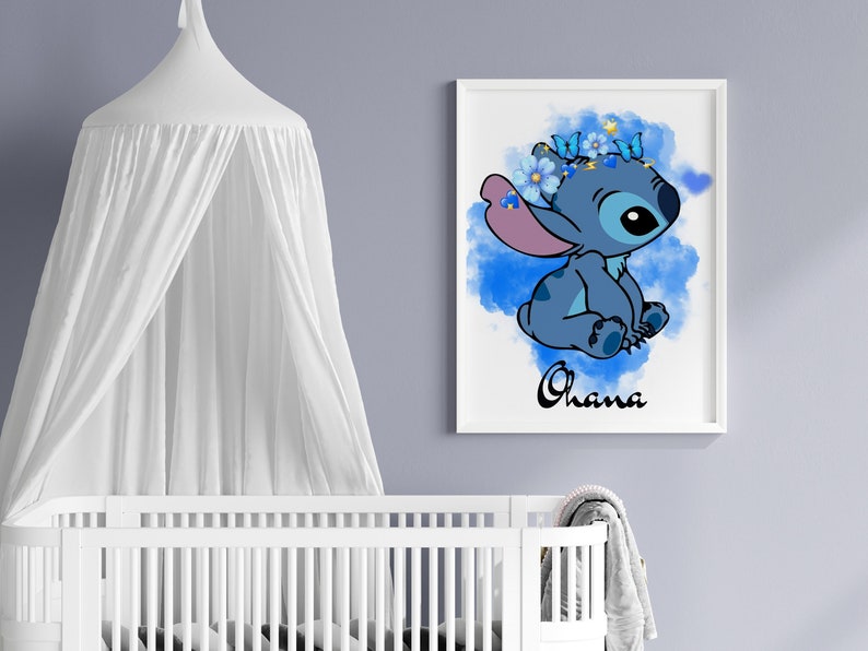 Stitch Nursery Wall Art / Lilo And Stitch / Stitch Printable Poster / Ohana Stitch Print / Ohana Means Family / Ohana Wall Quote DIGITAL image 1