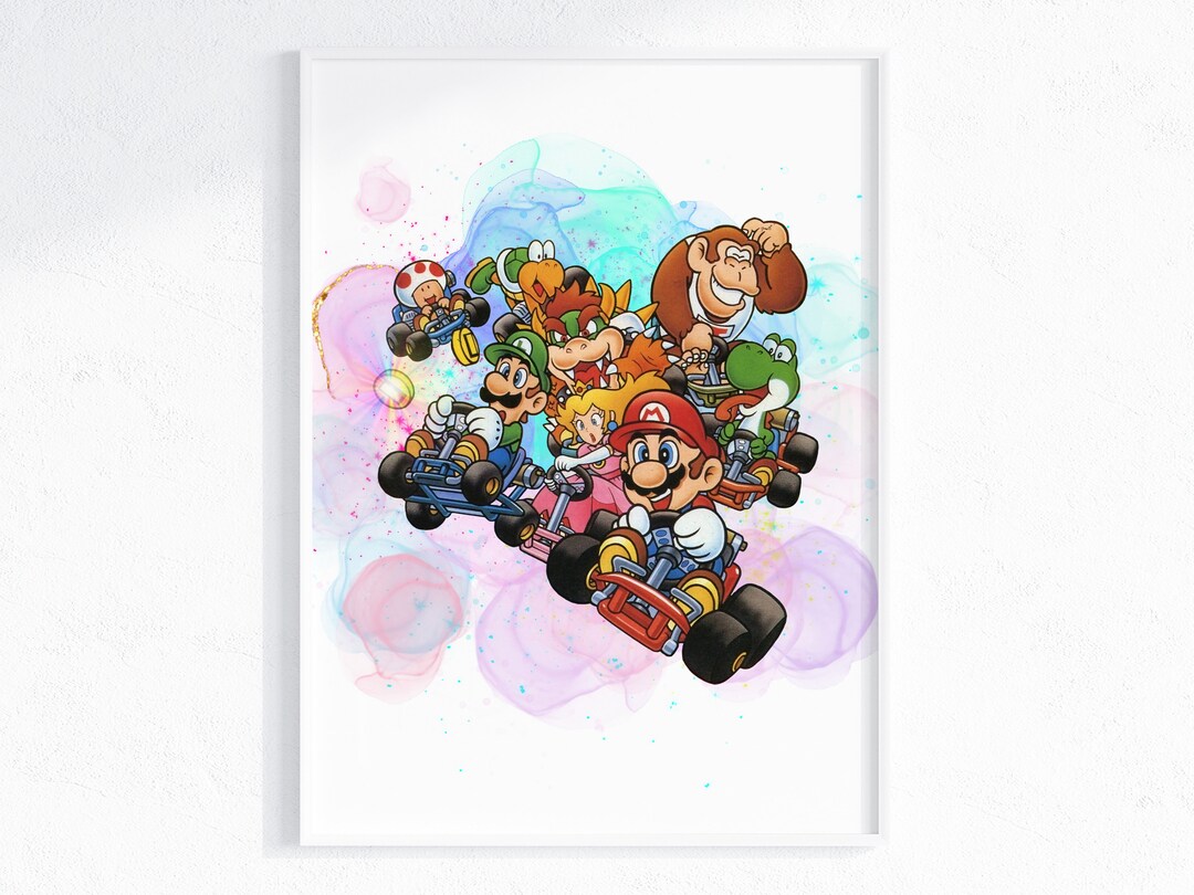 Mario Kart Digital Wall Print / Mario Kart Gang Race / Donkey Kong / Luigi / Mario Kart Decor
