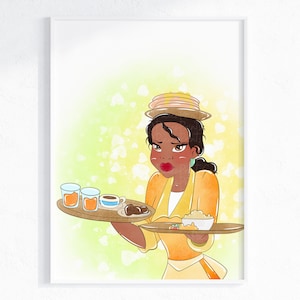 Princess Tiana Cooking Wall Art / Princess Tiana Kitchen Wall Print / Princess And The Frog Wall Print / Princess Tiana Home Decor / Digital