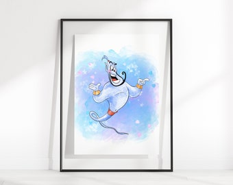 Watercolour Aladdinn Genie Wall Print / Children's Bedroom Wall Art / Genie Never Had A Friend Like Me / Genie Aladdinn Home Decor / Digital