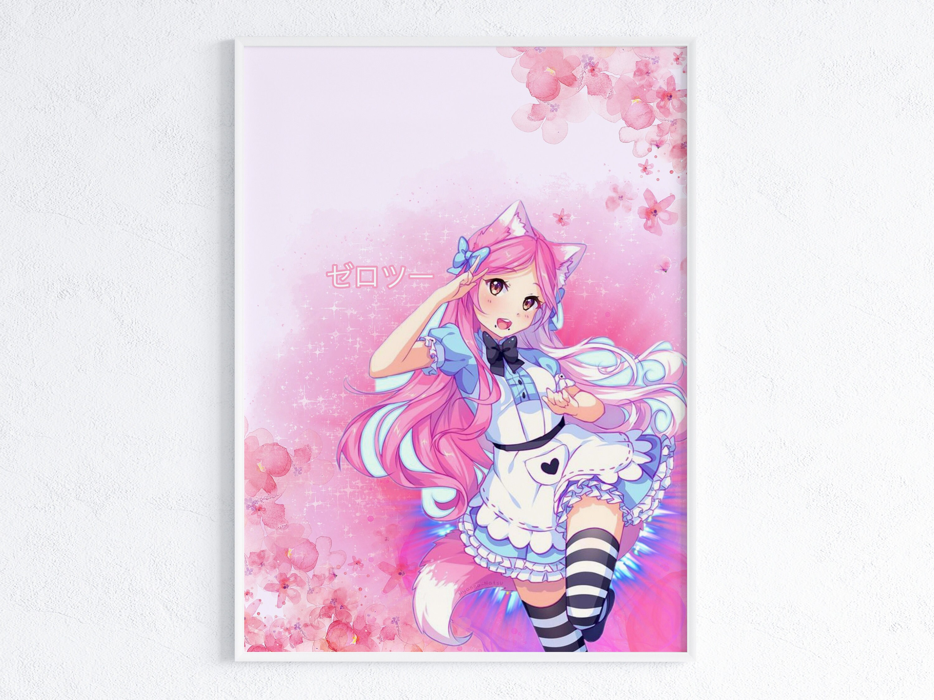 Dark Anime Girl Art, anime aesthetic print, gothic Emo, gamer room art,  gaming gift, pink pastel, egirl, streamer Lofi, Kawaii cozy, waifu