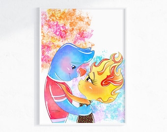 Impresión de pared elemental Wade & Ember / Arte elemental del dormitorio para niños / Arte de pared elemental / Decoración de película elemental / Hogar elemental / Impresión digital