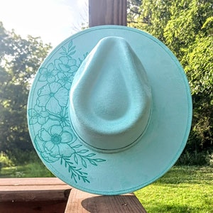 Teal Vegan Suede Cowboy Hat - Etsy