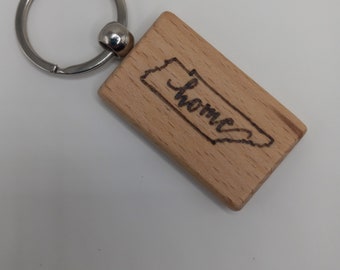 Gone Surfing Woodburned Keychain