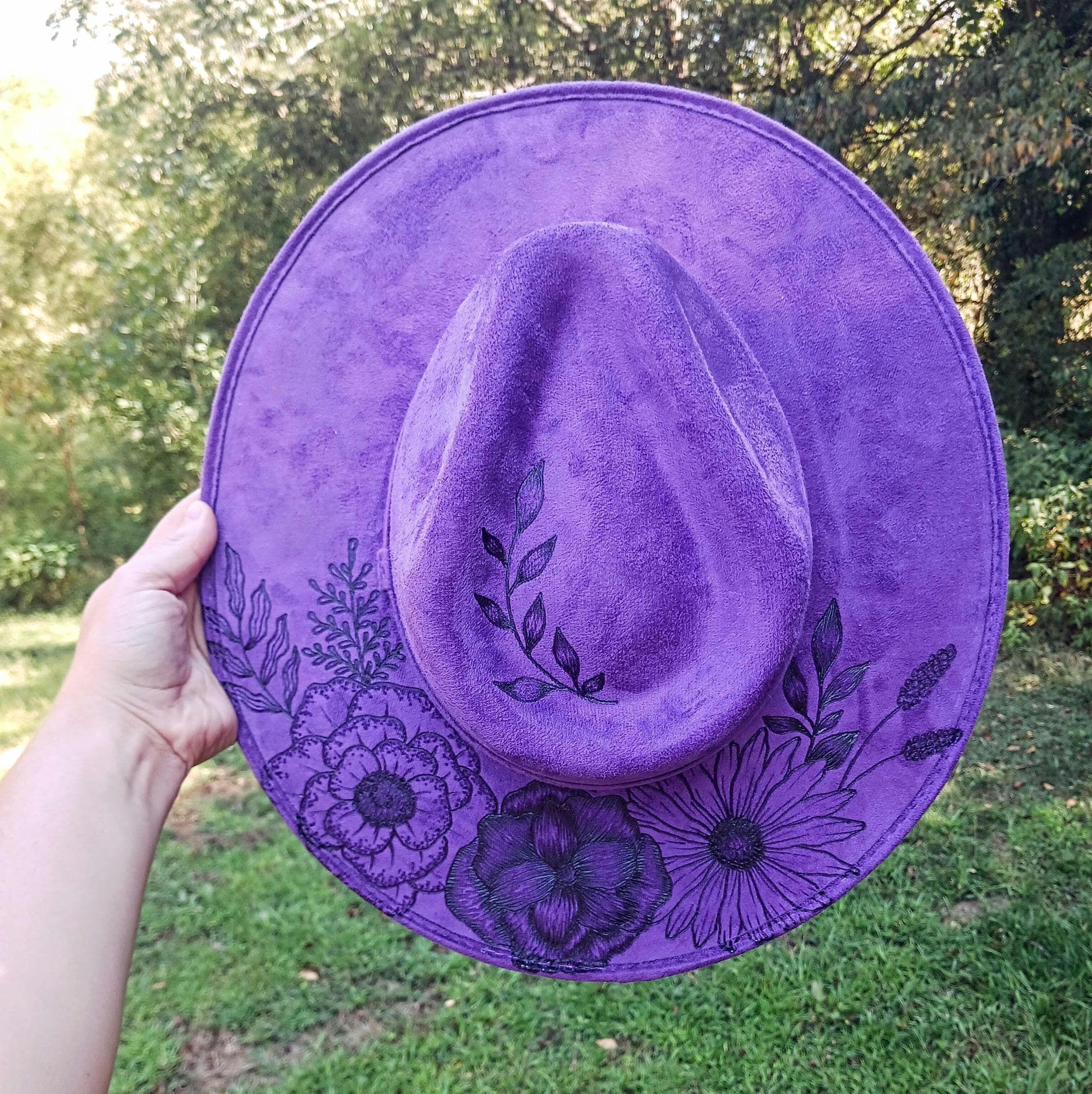 Purple Rancher Wool Hat – Western Felt Hat with Embroidered geometric Band ?Purple Cattleman Felt Cowgirl Hat ? Sparkle Ridge? main image 2
