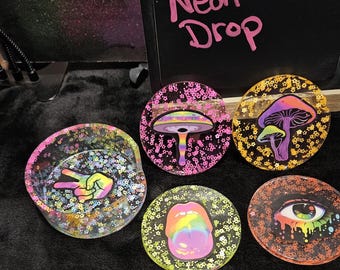 Podkładki z żywicy reaktywnej Blacklight - Neon Drop