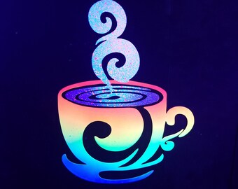 Cup o&#39; Joe Mama II Part Deux - Black Light Reactive Metal Coffee Wall Art (9&quot; x 12&quot;)