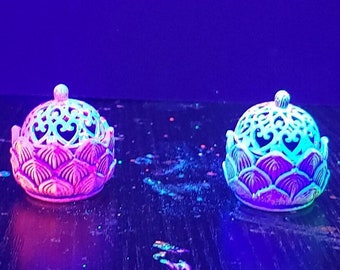 Dome Lotus - Blacklight Reactive Metal Cone Incense Burner