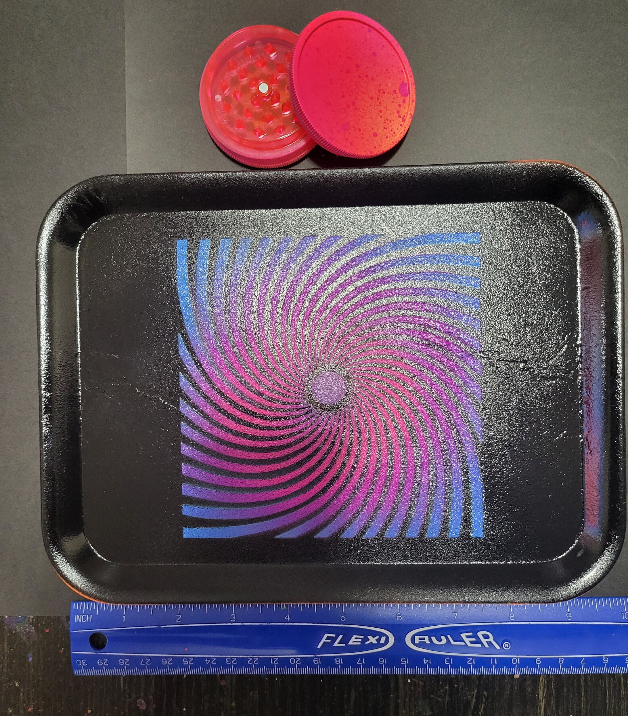 Midnight Spiral Blacklight Reactive Rolling Tray & Grinder Set Etsy