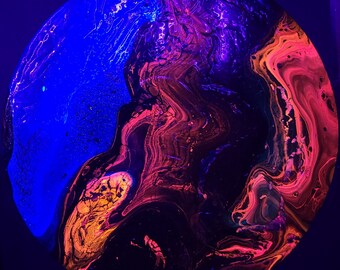 Primordial Bisque 55 - Blacklight Psychedelic Acrylic Painting on 12" vinyl