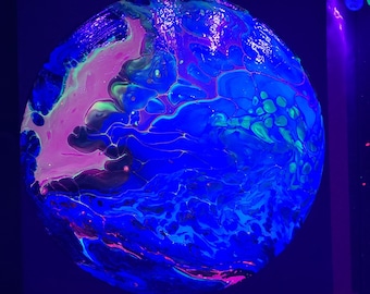 Azure Pools of Fools - Blacklight UV reactive Wall Art on 12&quot; vinyl record (218)