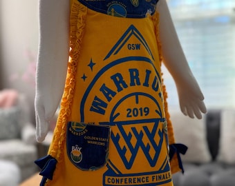 Upcycled warriors Basketball Baby Mädchen Wickelkleid Krieger Kleid Größe 12-18mo