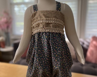 sweet baby bubble romper w/100% vintage cotton fabric, leg snap enclosure, matching headband w/bow to complete the set, 1-2 day Ship