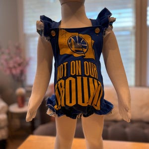 Upcycled Warriors Basketball Baby Bubble Romper Warriors Baby Bubble Romper 6mo