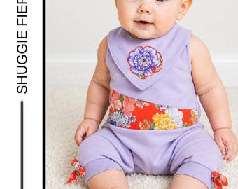 Upcycled Baby Romper & Bib Set – 12–18 Months | Handmade | SAME / NEXT Day Ship