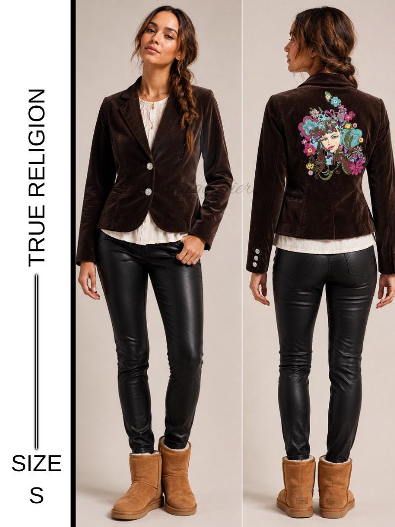 True Religion, MSRP 280 | True Religion Vintage Velvet Embroidered Jacket Size S | Early 2000s