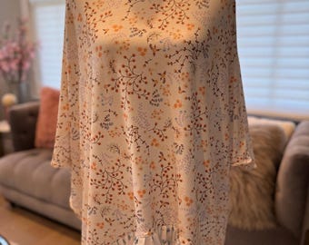 NWT Handmade/Upcycled Poncho Jersey Knit Floral One Size - 1-2 Day QUICK SHIP