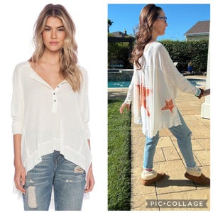 Precio de venta sugerido: $98. Camiseta Henley de punto reciclada de Free People, talla S / Talla única. Envío el mismo día. imagen 1