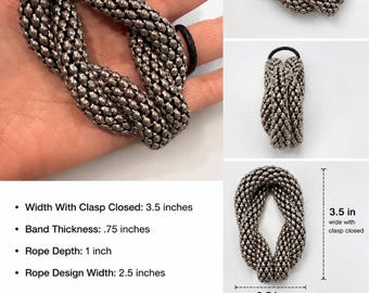 UVP 78|  Silber Ton gewebtes Seil Statement Armband | Versand am selben Tag