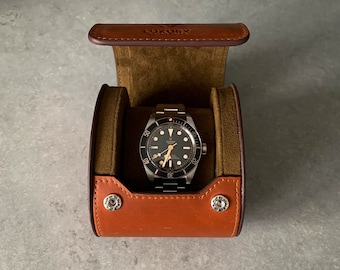 Watch Roll - Leather Watch Roll - Single Watch Roll - Watch Case - Watch Storage - Watch Travel -1 Slot Watch Roll- Handmade Genuine Leather