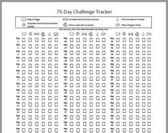 Simple One-Page 75-Day Hard Challenge Tracker