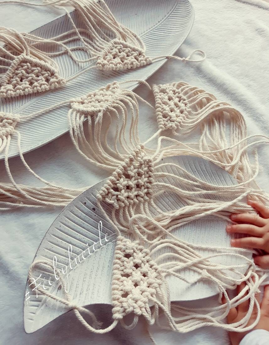 Guirlande Fanions Macrame, Chambre Enfant, Naissance Bébé, Fête Anniversaire, Épuré Naturel