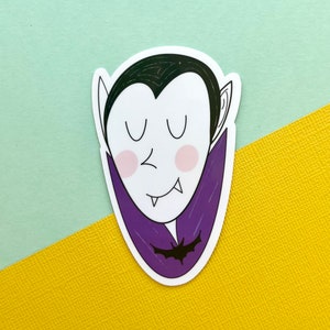 Dracula vinyl sticker, Vampire Sticker, Halloween sticker, water bottle sticker, Laptop Sticker.