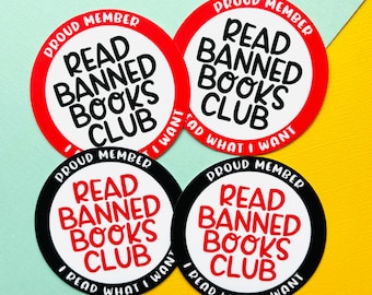 Read Banned Books Club Vinyl Sticker, Read Banned Books, Laptop Sticker, Water bottle sticker, Read, Banned Books