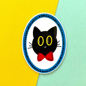 Black Cat Portrait Sticker, Black Cat, Cute Black Cats, Journal Sticker, Water Bottle Sticker