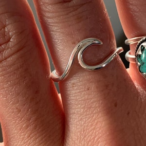 Sterling Silver Wave Ring, wave ring, waves stacker, ocean ring, tide ring, surfer ring, beach ring, ocean jewelry, blue wave ocean ring