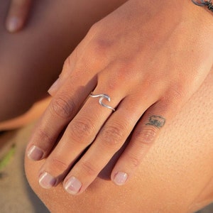 Sterling Silver Wave Ring, wave ring, waves stacker, ocean ring, tide ring, surfer ring, beach ring, ocean jewelry, blue wave ocean ring