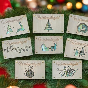 Geldgeschenk Holzkarte Weihnachten Geldscheingeschenk Weihnachtsgeschenk personalisiert Geschenk