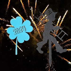 Réveillon du Nouvel An fer à cheval ramoneur porte-bonheur gâteau décoration de table lasercut fichier SVG DXF