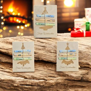 Geldgeschenk Geldbaum Holzkarte Weihnachten Geldscheingeschenk Weihnachtsgeschenk personalisiert Baum