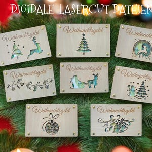 Geldgeschenk Weihnachten Vorlage Geschenkverpackung Verpackung Digital Lasercut Datei SVG DXF AI Bundle