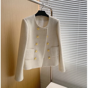 Womens Tweed Jacket / Cropped Tweed Jacket / Tweed Jacket Blazer Gold ...