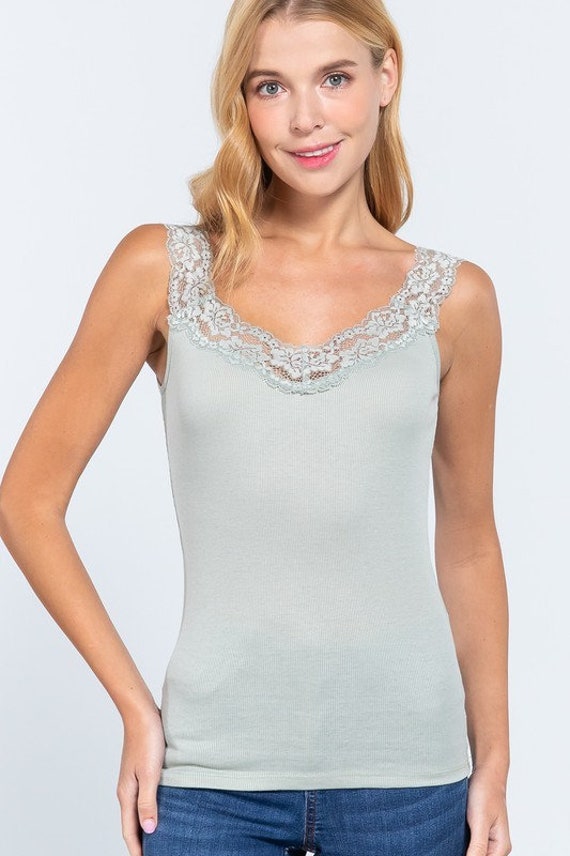 Lace strap tank clearance top