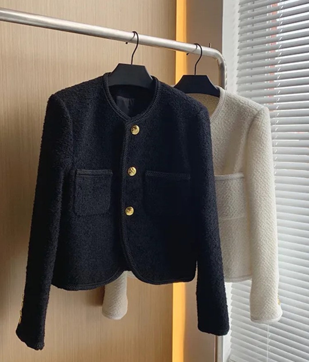 Womens Tweed Jacket / Cropped Tweed Jacket/ Tweed Jacket With Pockets ...