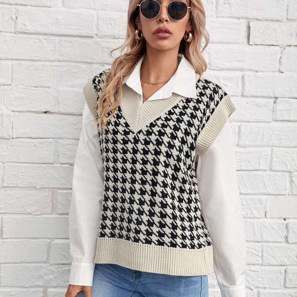 Houndstooth Vest Etsy