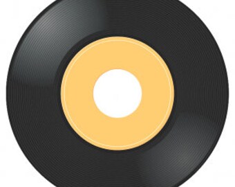 May include: A black vinyl record with a yellow label. The record is a standard 7-inch size.